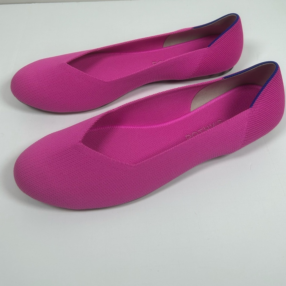 Rothy's Fuchsia Flats with Blue Trim Dragón Fruit - Picture 3 of 11
